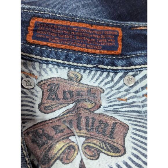 Rock Revival Women's Blue Light Wash Distressed Heather Capri Jeans Size 26 - Picture 5 of 10